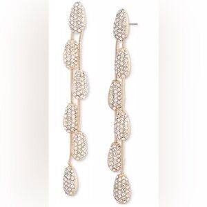 Ralph Lauren Goldtone
Pavé Pear Shape Double Row Linear Drop Earrings NWT